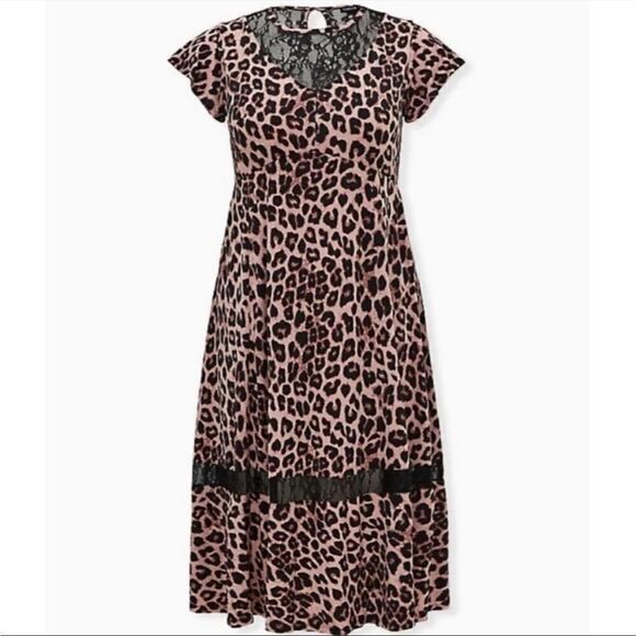 Torrid Leopard Lace Front Pockets Maxi Dress Mobwife Animal Print - Picture 4 of 15